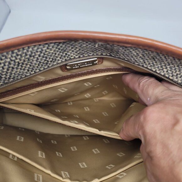 Hartmann Grey Tweed Leather Trim Shoulder Classic Business Bag 13x17x7 Briefcase - Picture 7 of 16